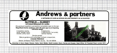 Nutfield Surrey House Sale Advert - 1980 Cutting