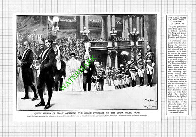 Queen Helena Of Italy Opera House Paris France  - 1903 2-Part Cutting
