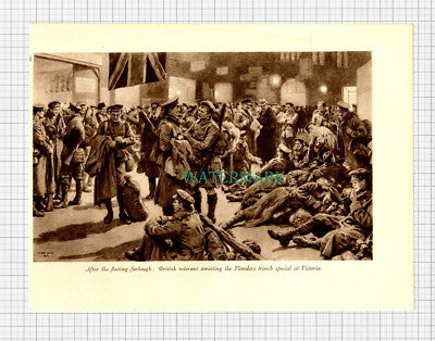 X1221) British Army Victoria Station World War 1 c.1918 Print / Cutting