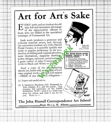 The John Hassall Correspondence Art School St Albans Small Advert - 1934 Cutting