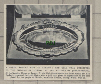 C1029) Mr Leif Egeland South Africa Presents Tray Mansion House London - 1948