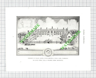 Wesley Hostel Jesus Lane Cambridge Sir Aston Webb - 1923 Book Print
