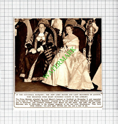 Lord Mayor and Mayoress of London Denys Lowson Strathcarron - 1950 Small Cutting