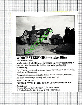 Stoke Bliss Tenbury Wells Worcestershire  House Sale Advert - 1988 Cutting