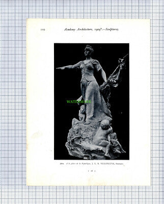 8821) J L R Villeneuve  Sculptor - 1909 Book Print