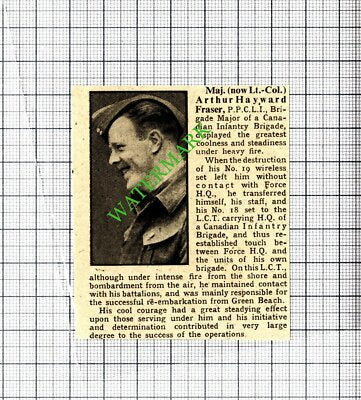 Maj Arthur Hayward Fraser Canadian Infantry World War Two - 1940 SMALL Cutting