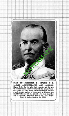 Major C S Jarvis Author Obituary - 1953 Small Cutting