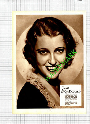 Jeanette MacDonald Actress / Ramon Novarro Actor - 1930s Cutting / Print
