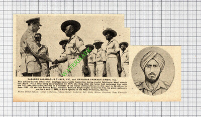 Sabadar Lalahadur Thapa Gurkha Havildar Parkash SIngh 8th Punjab - 1943 Cutting