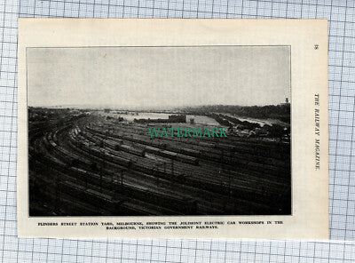 C4626) Flinders Street Station Yard Melbourne Joliment Car Railway - c.1926 Clip