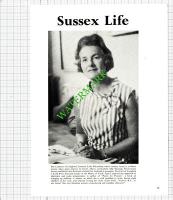The Countess of Longford Lady Pakenham Hurst Green Sussex - 1965 Cutting