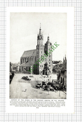 Krakow Cracow Poland   - c.1930s Cutting / Print