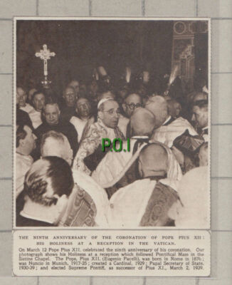 C960) Pope Pius X11 Eugenio Pacelli Sistine Chapel Ninth Anniversary -1948