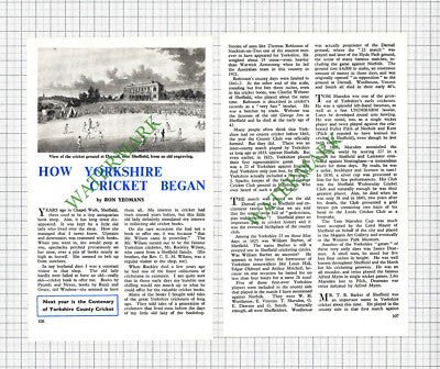Yorkshire Cricket Players Roger Iddison Tom Marsden William Barber -1962 Article