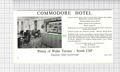 C6573) Commodore Hotel Wellock Scarborough Balmoral Boston Lodge Lightfoot 1969
