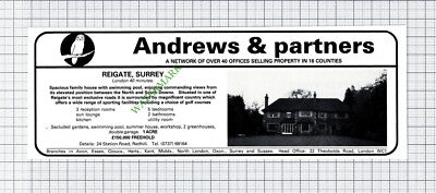 Reigate Surrey House Sale Advert - 1981 Cutting