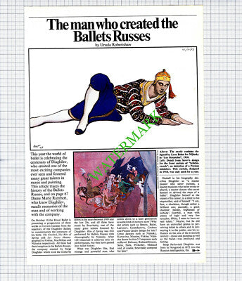 Serge Diaghilev Ballets Russes  - 1972 Article