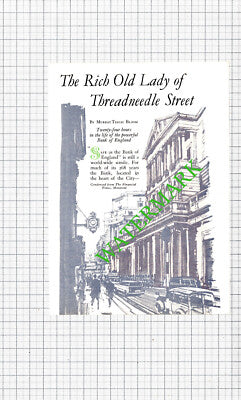 The Bank Of England Threadneedle Street London  -1962 Small Article