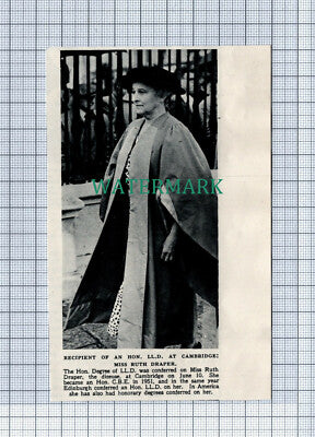 C4338) Miss Ruth Draper Hon LL.D Recipient Cambridge 1954 Cutting