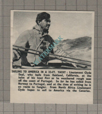 C1000) Lieut Clyde Deal Oakland California Yacht RAN America - 1950 Cuttiing