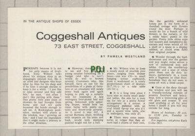 C4209) Coggeshall Antiques East Street Coggeshall Essex Tony Wilmot - 1970 Clip