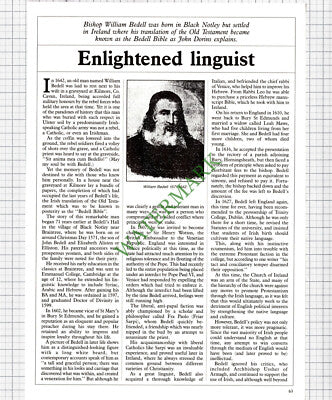 9600) Bishop William Bedell Black Notley Kilmore Ireland - c.1988 Article