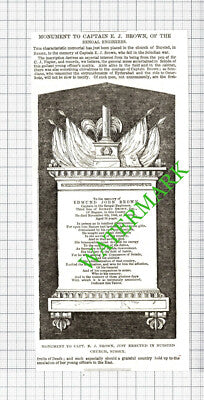 Captain Edmund J Brown Bengal Engineers Bursted Sussex Church -  1850 Cutting