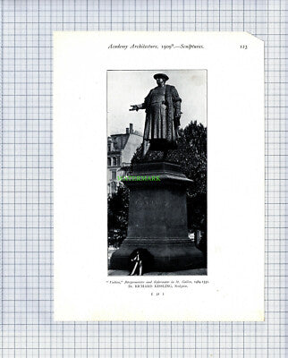 8815) Vadian Sculpture St Gallen Dr Richard Kissling - 1909 Book Print