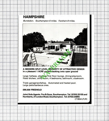 Burlesdon Hampshire House Sale Advert - 1980 Cutting