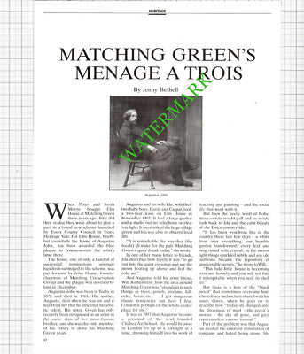 Elm House Matching Green Essex Peter Morris Augustus John - 1990 Article