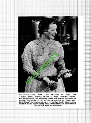 Miss Shirley Booth Actress Award - 1953 Small Cutting