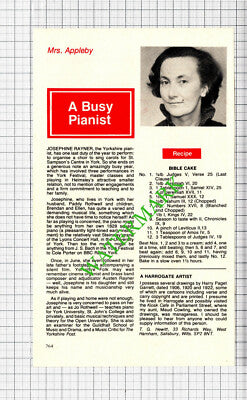 Josephine Rayner  York Yorkshire Pianist Paddy Rothwell - 1984 Cutting