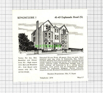 C2871) Kingsclere Hotel Scarborough Mrs V Soper  Advert - 1969 Cutting