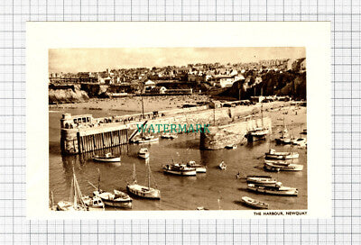 C5579) The Harbour Newquay Cornwall - Small 1930s Cutting