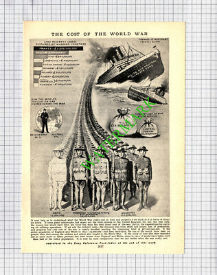 The Cost of World War One WW1 - c.1930s Cutting