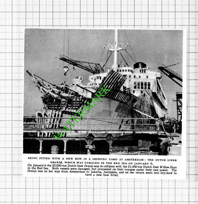 Dutch Liner Ship ORANJE Collision Repairs  - 1953 Cutting