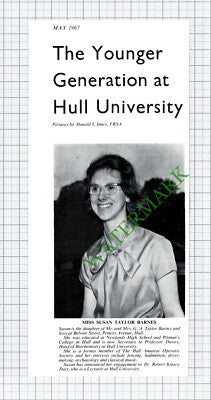 C7910) Miss Susan Taylor Barnes Hull Dr Robert Kinsey Dart - 1967 Cutting