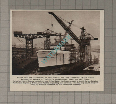 C3197) Canadian Pacific Liner Ship EMPRESS OF BRITAIN Fairfield Clyde 1955 Clip