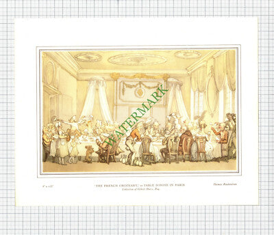 The French Ordinary Table D'Hote Paris Thomas Rowlandson - 1948 Print