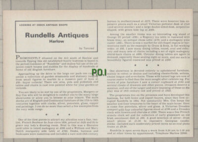 C1596) Rundells Antiques Harlow Essex Margery & Roy Cox - 1975 Clip