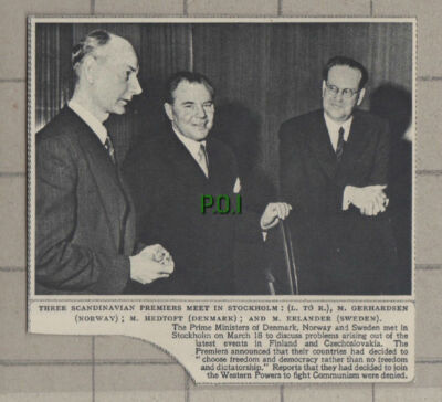 C1152) M Gerhardsen Norway M Hedtoft Denmark M Erlander Sweden - 1948 Clip