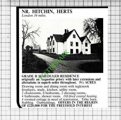 Hitchin Hertfordshire  - House Sale Advert - 1980 Cutting
