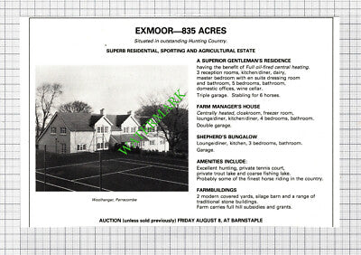 Woolhanger Parracombe House Sale Advert - 1980 Cutting