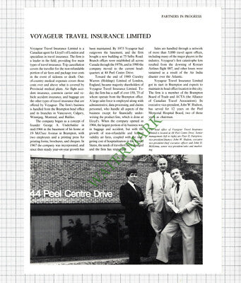 Brampton Canada McCleave Truck Sales / Voyageur Travel Insurance  1980s Article