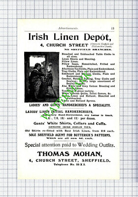 Thomas Mohan 4 Church Street Sheffield Linen Small Advert - 1910 Cutting
