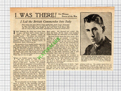 Lieut John Nixon Brasted British Commandos Italy - 1943 Cutting