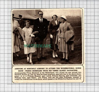 Prince Bernhard of the Netherlands at Northolt Airport - 1955 Cutting