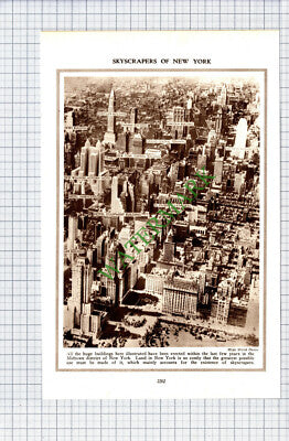 Skyscrapers of New York America USA - c.1930s Cutting  / Print