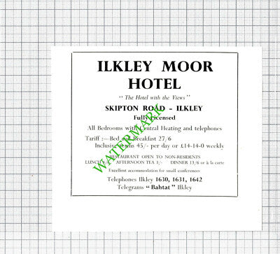Ilkley Moor Hotel Ilkley Yorkshire  / Ronald Smith Small Advert - 1962 Cutting