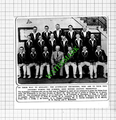 Australian Cricketers Cricket Lindwall Benaud Tallon Orcades Ship - 1953 Cutting